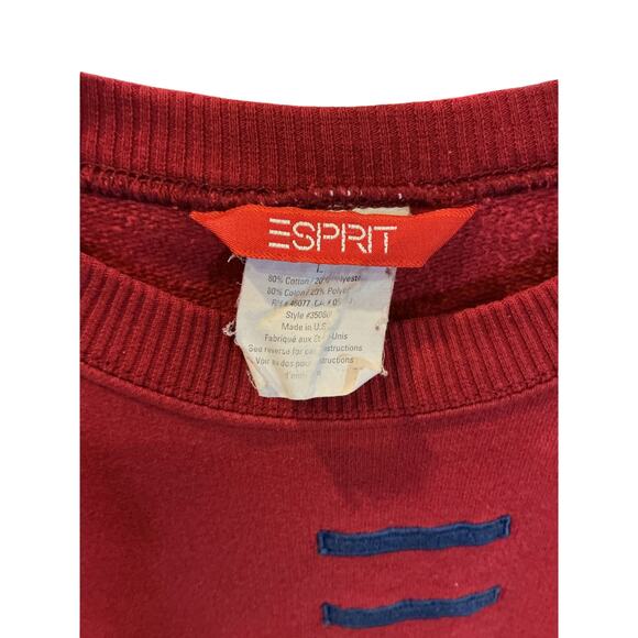 Esprit Vintage Red Pullover Sweatshirt Crewneck Casual Size L - Picture 3 of 8